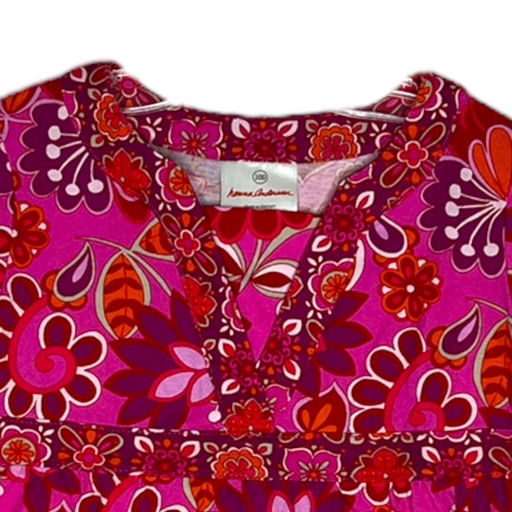 Hanna Andersson Shirt Girl 4 100 Pink Retro Floral Babydoll Ruffle Boho Bohemian - Picture 3 of 7